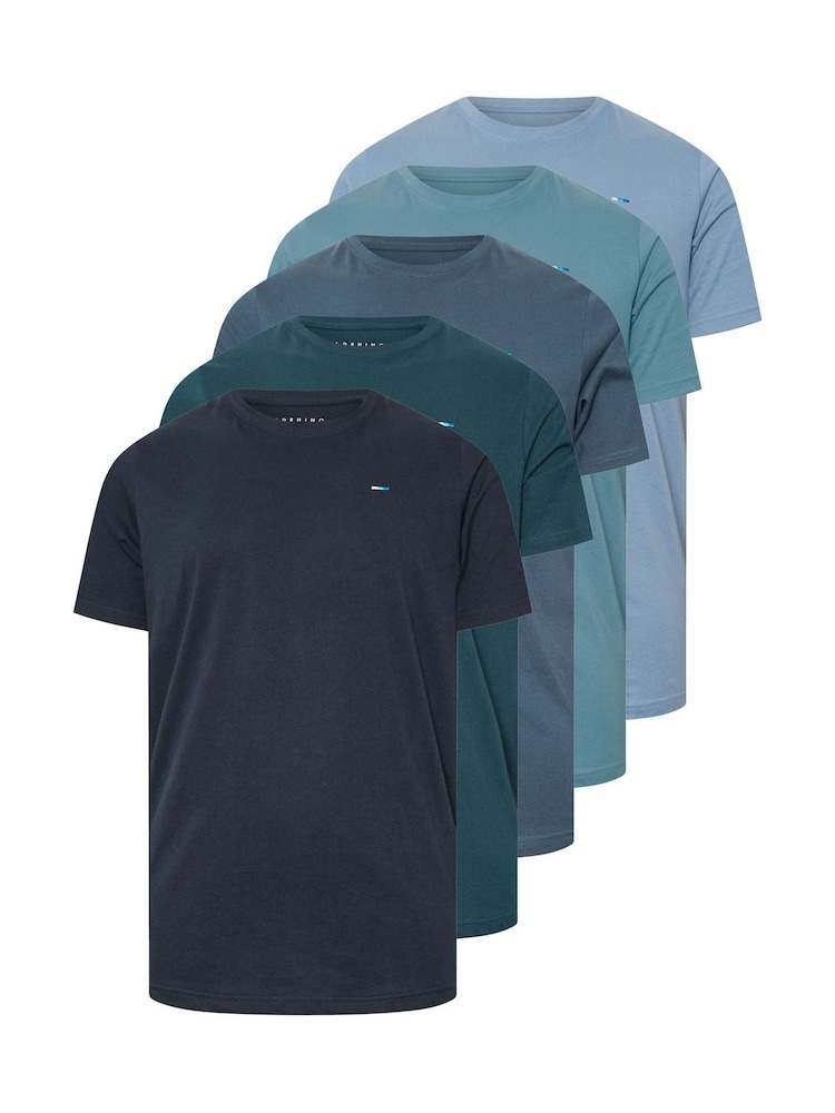 BadRhino Big & Tall Blue 100% Cotton T-Shirts 5 Pack - Image 3 of 6