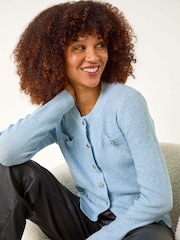 Roman Blue Sequin Knit Cardigan - Image 1 of 5