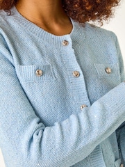 Roman Blue Sequin Knit Cardigan - Image 5 of 5