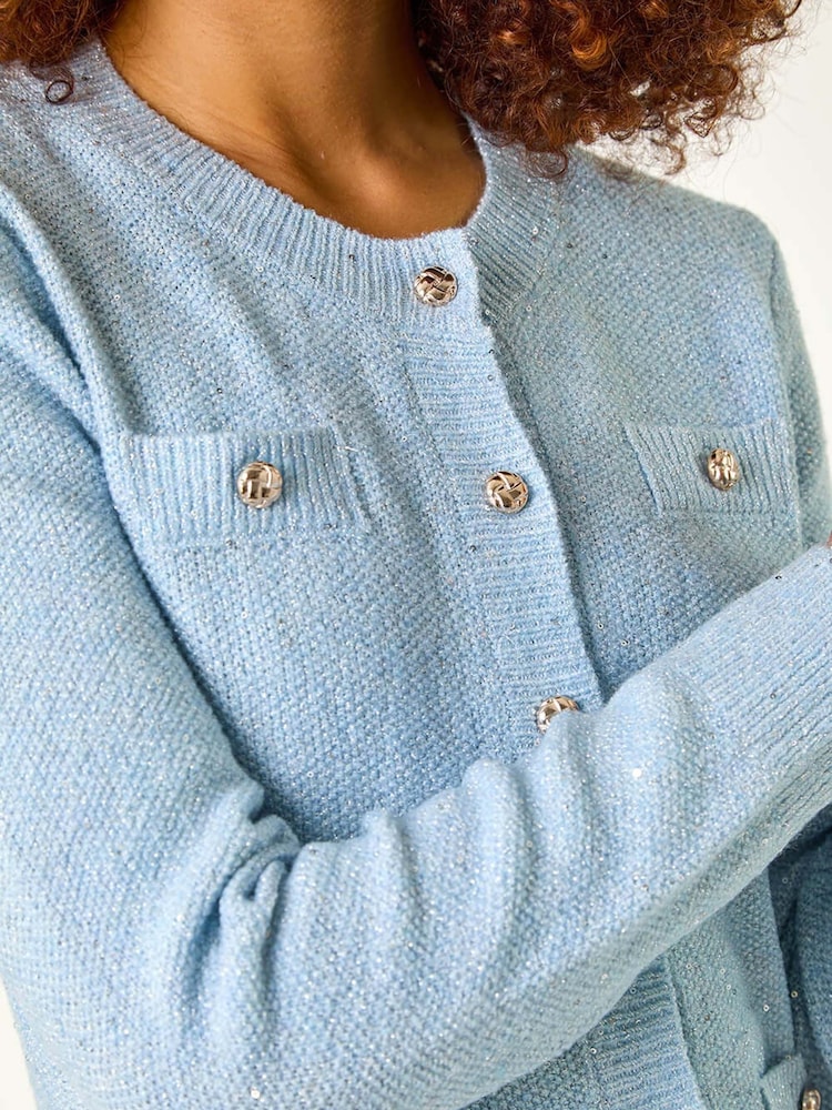 Blau - Roman Sequin Knit Cardigan - Bild 5 von 5 Blau - Roman Sequin Knit Cardigan - Bild 5 von 5