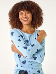 Roman Blue Heart Hotfix Print Jumper - Image 1 of 5