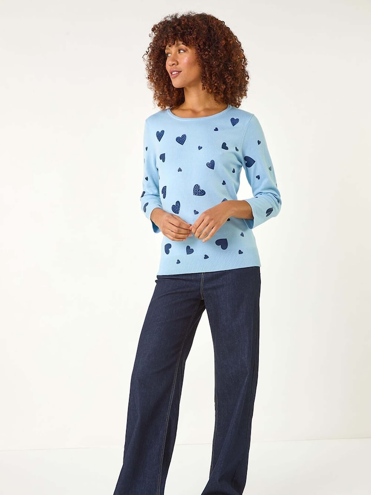 Roman Blue Heart Hotfix Print Jumper - Image 2 of 5