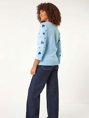 Roman Blue Heart Hotfix Print Jumper - Image 3 of 5