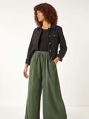 Roman Green Baby Corduroy Wide Leg 100% Cotton Trousers - Image 2 of 5