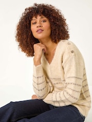 Roman Natural Shimmer Detail Knit Jumper - Image 1 of 5