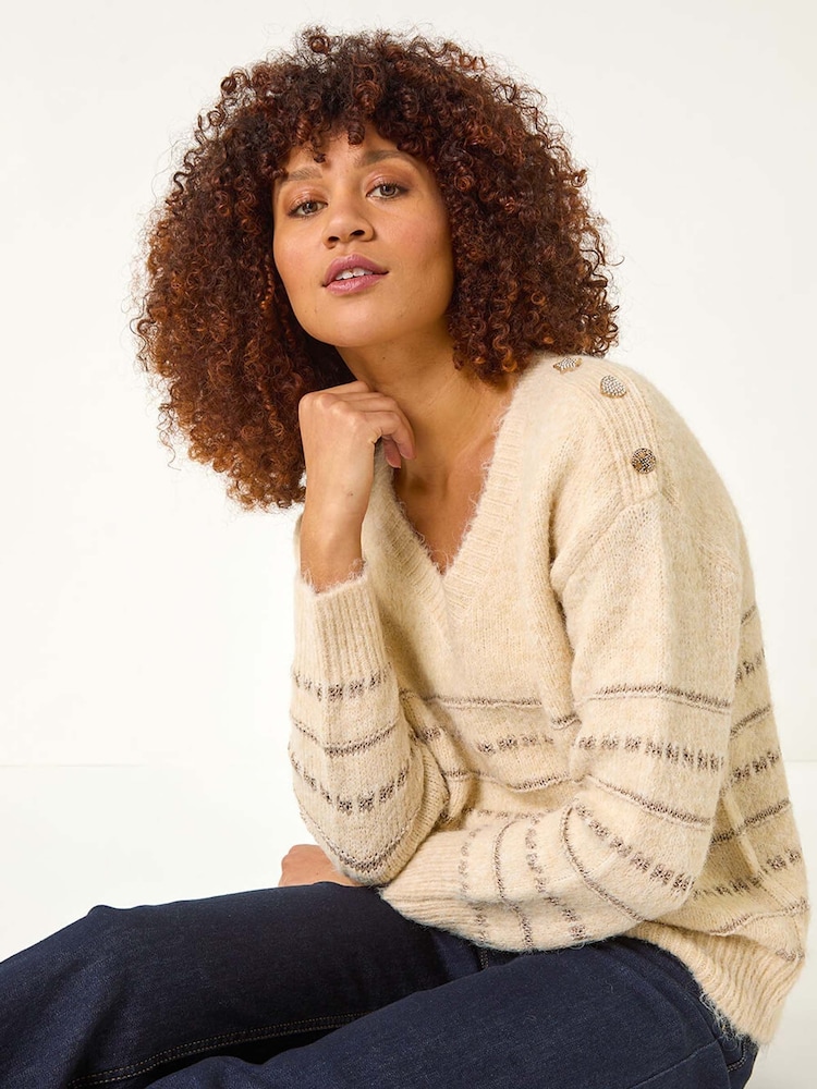 Roman Natural Shimmer Detail Knit Jumper - Image 1 of 5