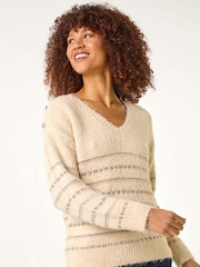 Roman Natural Shimmer Detail Knit Jumper - Image 4 of 5