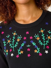 Roman Black Floral Embroidered Jumper - Image 5 of 5