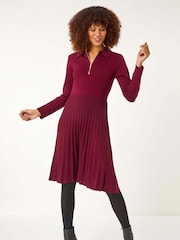 Roman Red Zip Detail Knitted Dress - Image 1 of 5