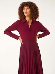 Roman Red Zip Detail Knitted Dress - Image 2 of 5