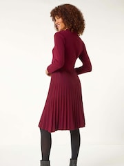 Roman Red Zip Detail Knitted Dress - Image 3 of 5