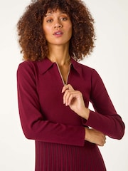 Roman Red Zip Detail Knitted Dress - Image 4 of 5