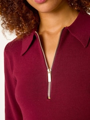 Roman Red Zip Detail Knitted Dress - Image 5 of 5