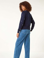 Roman Blue Bow Embroidered Cardigan - Image 2 of 5