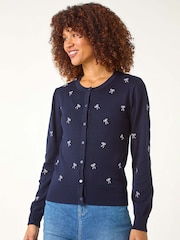 Roman Blue Bow Embroidered Cardigan - Image 3 of 5