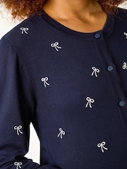 Roman Blue Bow Embroidered Cardigan - Image 5 of 5