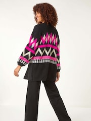 Roman Pink Jacquard Knit Cardigan - Image 3 of 5
