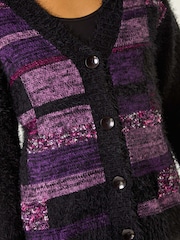 Roman Purple Colourblock Fluffy Knit Cardigan - Image 5 of 5