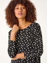 Roman Black Spot Print Drop Shoulder Top - Image 1 of 5