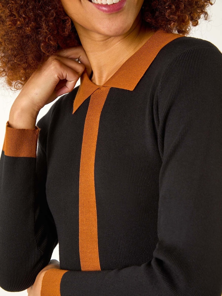 Negro - Vestido de punto con cuello en contraste de Roman - Imagen 5 de 5 Negro - Vestido de punto con cuello en contraste de Roman - Imagen 5 de 5