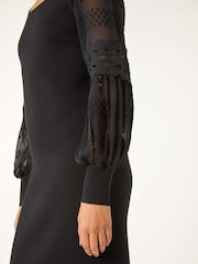 Rochie Roman tricotată cu mâneci din dantelă - Image 5 of 5