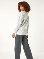 Roman Grey Animal Contrast Print Knit Jumper - Image 3 of 5