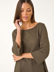 Roman Brown Crochet Knit Tunic Top - Image 1 of 5