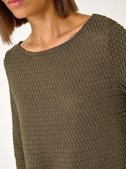 Roman Brown Crochet Knit Tunic Top - Image 5 of 5