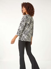 Roman Geometric Print Pleat Front Top - Imagen 3 de 5