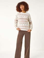 Roman Natural Contrast Pointelle Knit Jumper - Image 2 of 5