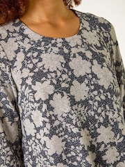Roman Grey Floral Print Tunic Top - Image 5 of 5