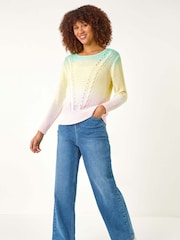 Roman Cream Ombre Stitch Knit Jumper - Image 1 of 5