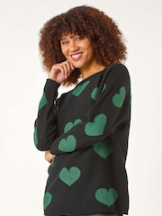 Roman Black Shimmer Heart Knit Jumper - Image 2 of 5