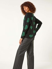 Roman Black Shimmer Heart Knit Jumper - Image 3 of 5