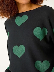 Roman Black Shimmer Heart Knit Jumper - Image 5 of 5