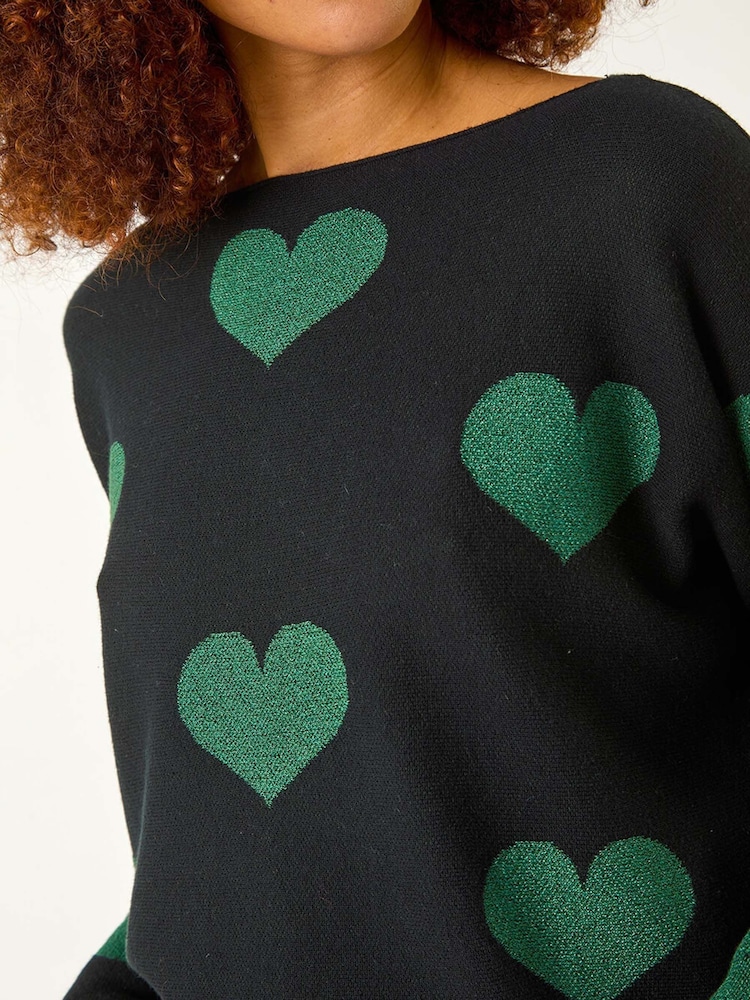 Roman Black Shimmer Heart Knit Jumper - Image 5 of 5
