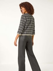Roman Black Textured Check Button Front Pocket Jacket - Image 3 of 5