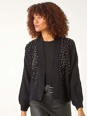 Roman Black Pearl Embellished Cardigan - Image 1 of 5