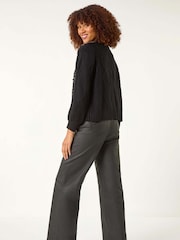 Roman Black Pearl Embellished Cardigan - Image 3 of 5