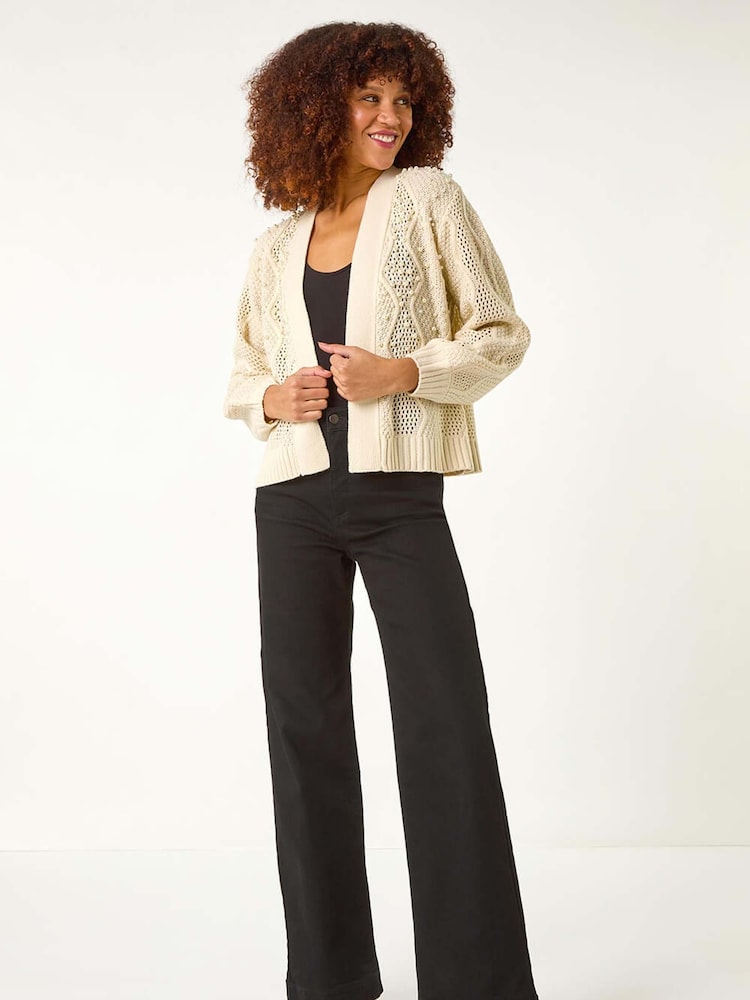 Roman Cream Pearl Embellished Cardigan - Image 2 of 5