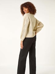 Roman Cream Pearl Embellished Cardigan - Image 3 of 5