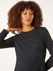 Roman Black Cable Knit Textured Dress - Image 4 of 5