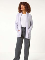 Roman Purple Fluffy Textured Knit Cardigan - Image 2 of 5
