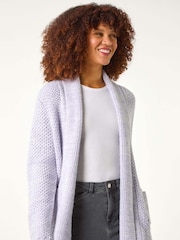 Roman Purple Fluffy Textured Knit Cardigan - Image 4 of 5