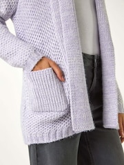 Roman Purple Fluffy Textured Knit Cardigan - Image 5 of 5