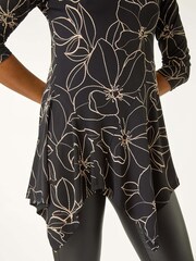 Roman Floral Textured Asymmetric Tunic Top - Imagen 5 de 5