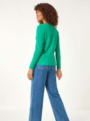 Roman Green Soft Knit V-Neck Jumper - Image 3 of 5