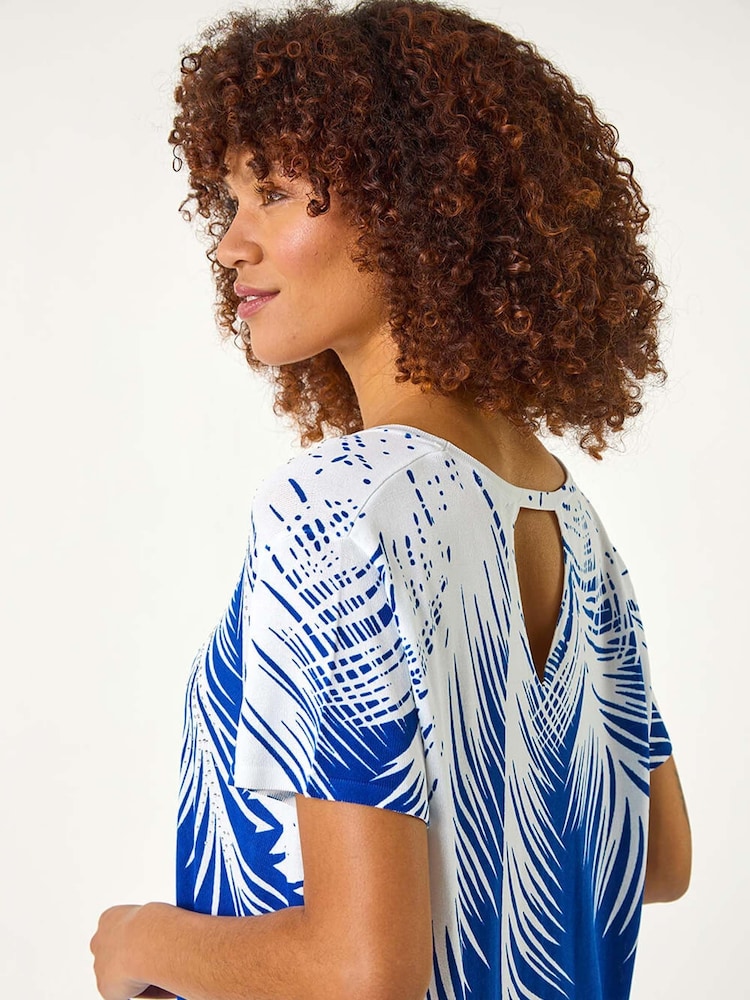 Roman Palm Leaf Print Crew Neck T-Shirt - Imagen 2 de 5