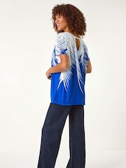 Roman Palm Leaf Print Crew Neck T-Shirt - Imagen 3 de 5