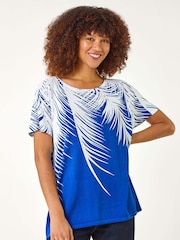 Roman Palm Leaf Print Crew Neck T-Shirt - Imagen 4 de 5